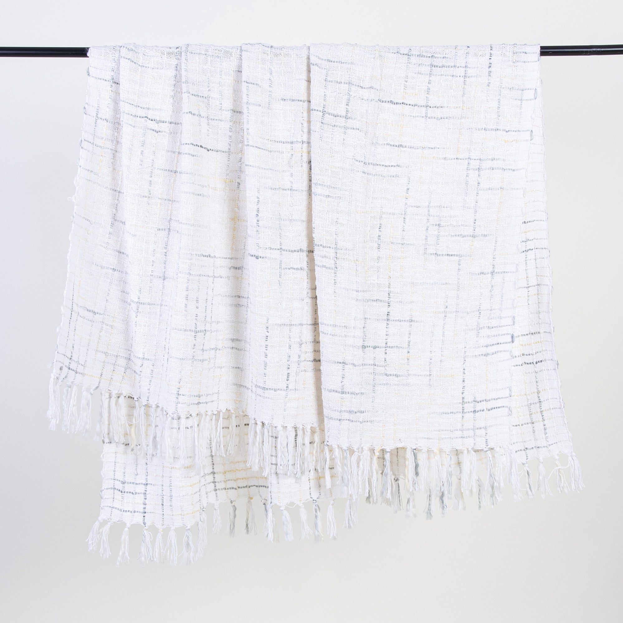 White Handmade Cotton Woven Throw For Living Room